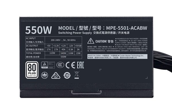 Cooler Master MWE 550W 80+ Power Supply (SMPS)