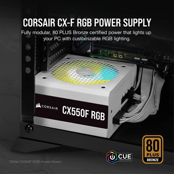 Corsair CX750F 80+ Bronze RGB 750w Power Supply (SMPS) (White)
