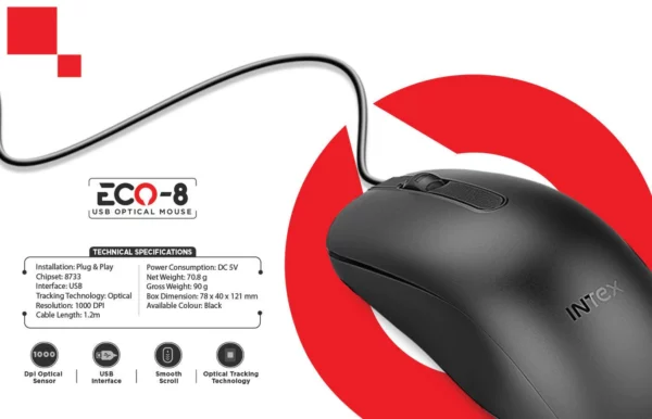 Intex Eco - 8 Wired Mouse