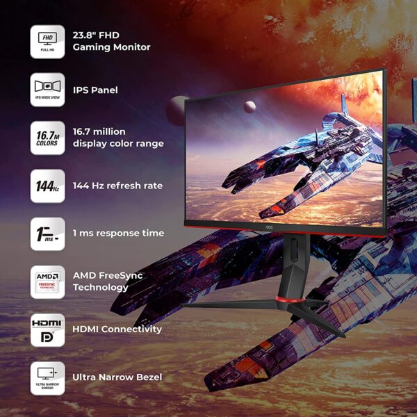 AOC 23.8Inch HDMI IPS Panel Gaming Monitor (24G2U/BK)