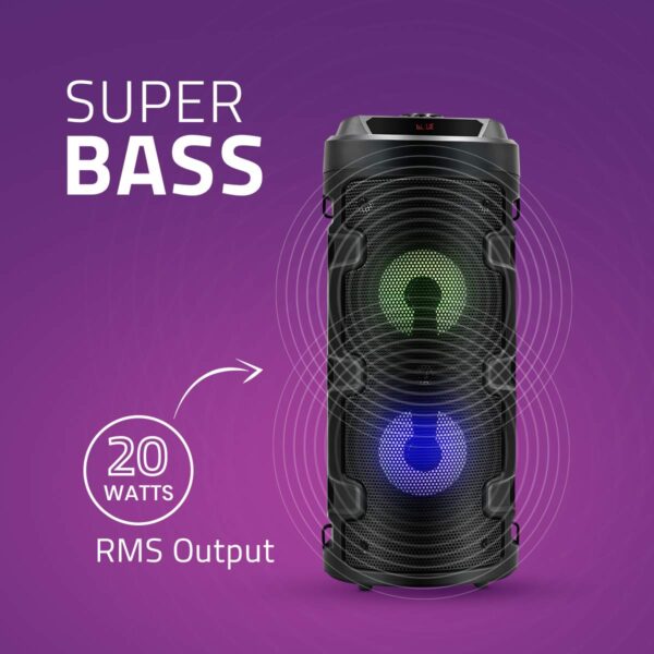 Artis MS301 Wireless Bluetooth Portable Party Speaker with RGB, Wired Mic, Remote, FM & Aux in/USB/Card Reader