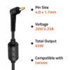 Lenovo Compatible 45W Small Pin-Yellow Laptop Adapter (A0404) from Artis